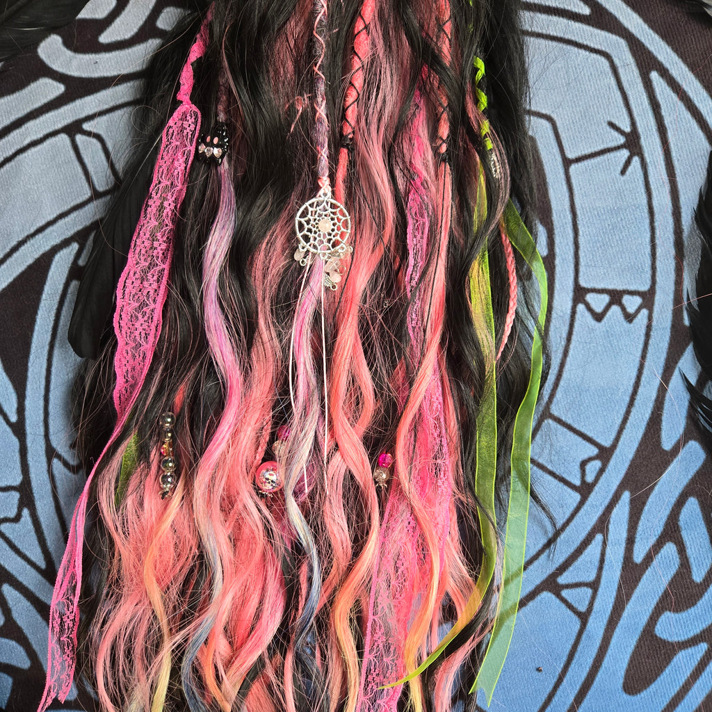 Pink Venom Claw Clip Hair Set 28 Inch Synthetic Hair Piece