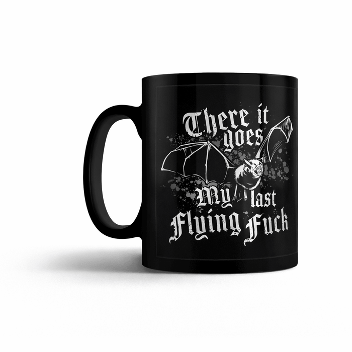 There It Goes My Last Flying F*ck Mug – Funny Gothic Bat Coffee Cup Dark Humour Gift - Rockinredfox