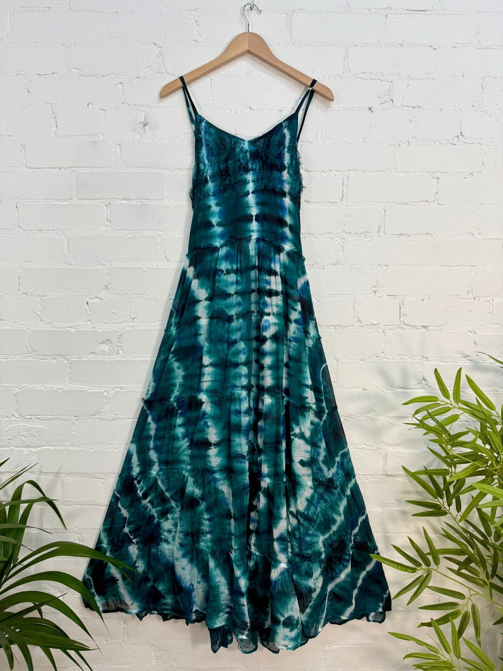 Tie Dye Maxi Dress Petrol Cotton - Rockinredfox
