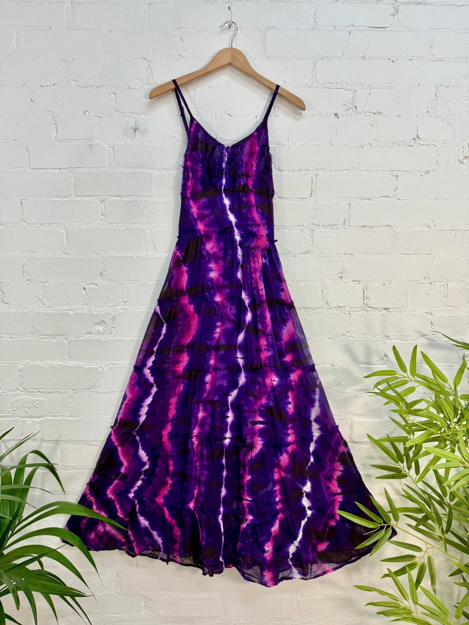 Tie Dye Maxi Dress Purple Cotton - Rockinredfox