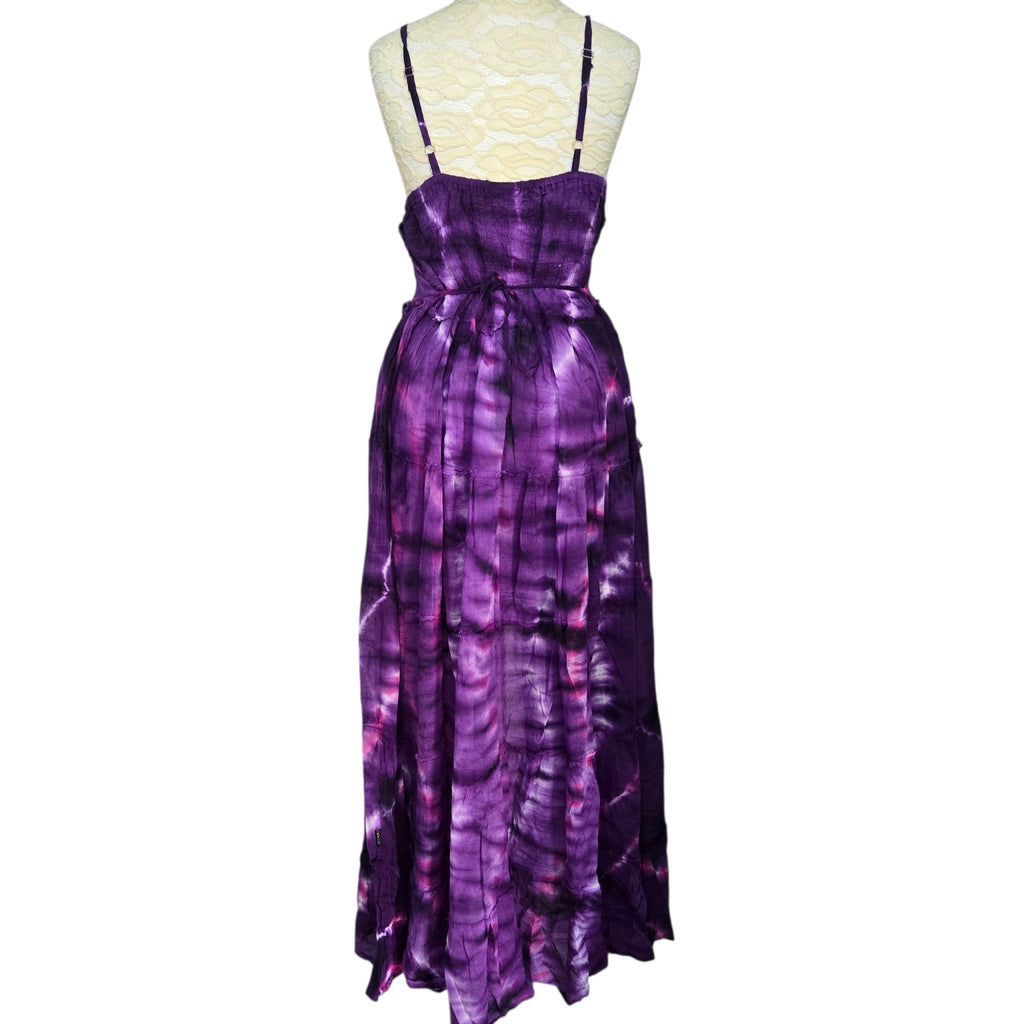 Tie Dye Maxi Dress Purple Cotton - Rockinredfox