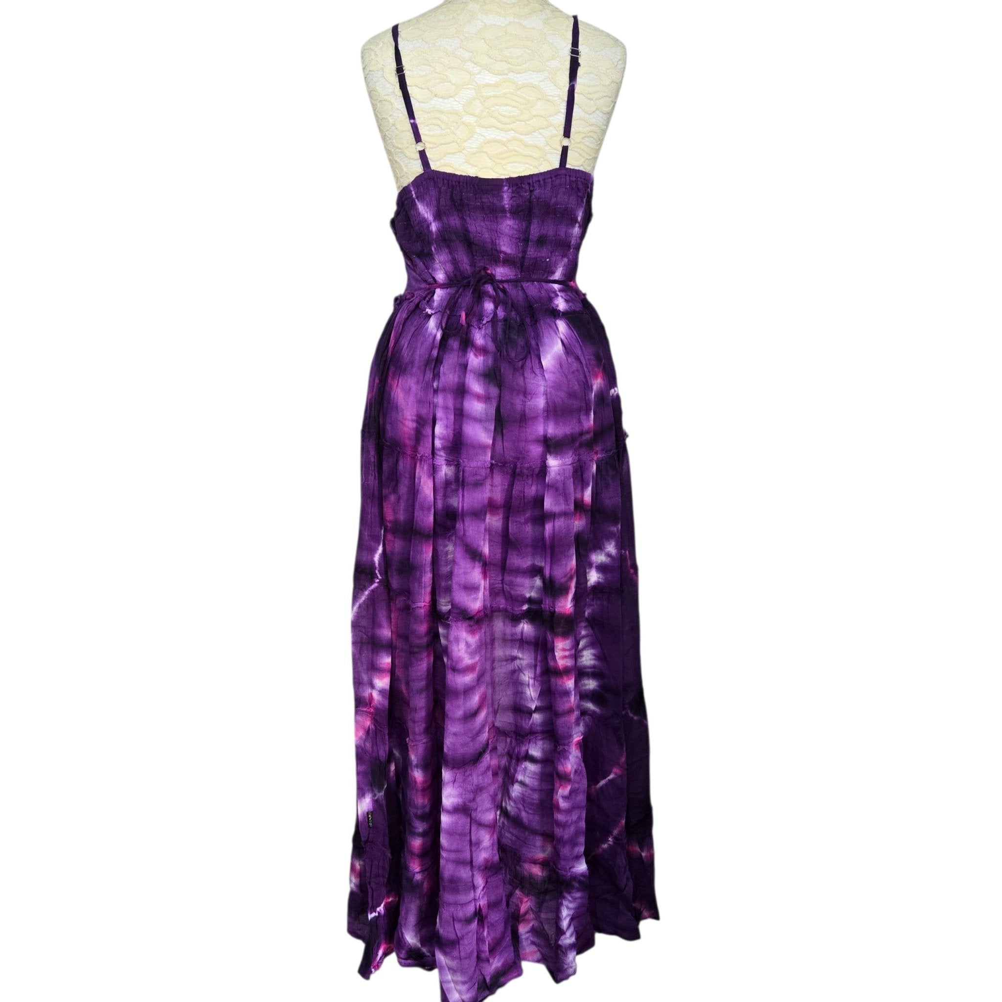 Tie Dye Maxi Dress Purple Cotton - Rockinredfox