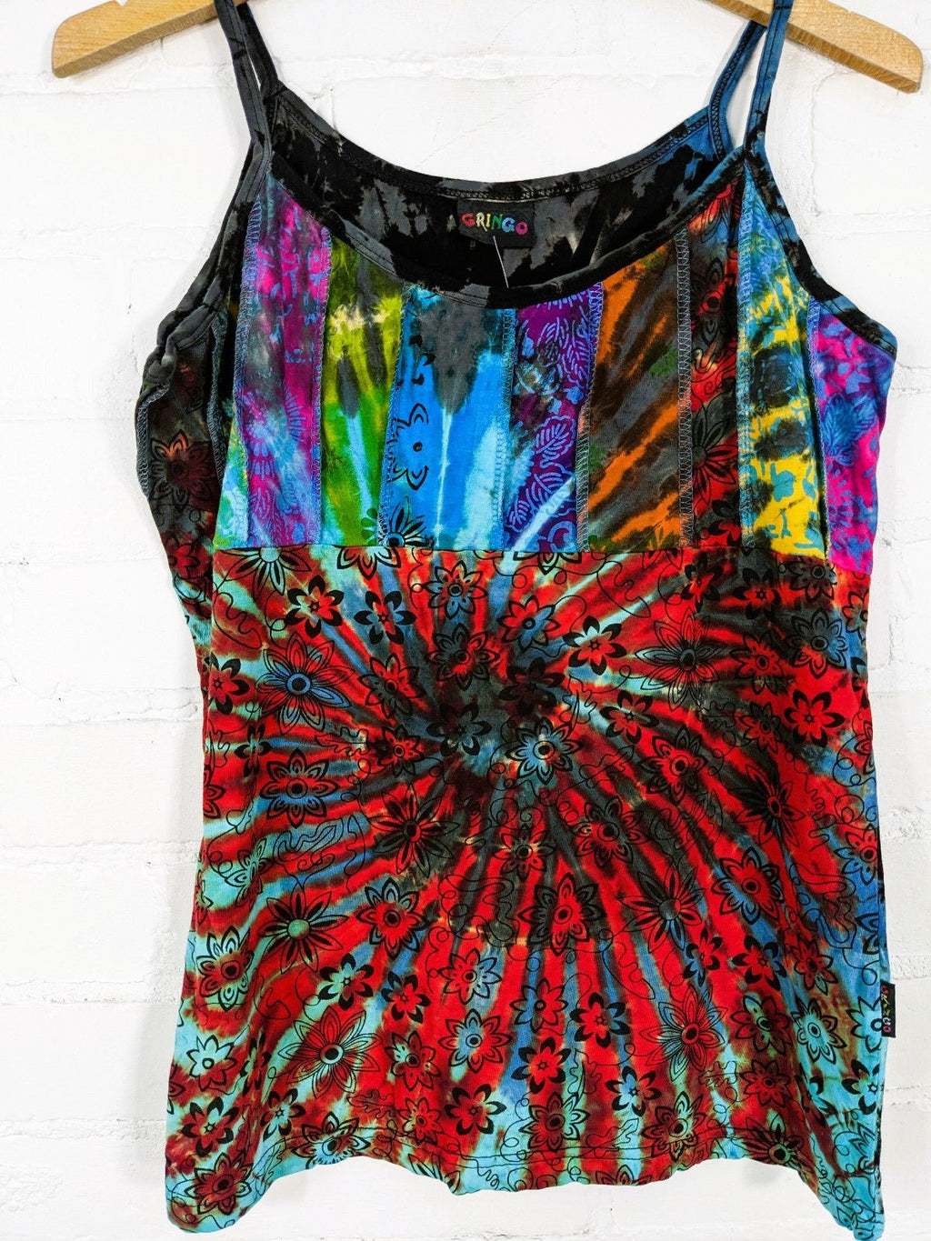 Tie Dye Strappy Vest Multicolour Cotton - Rockinredfox