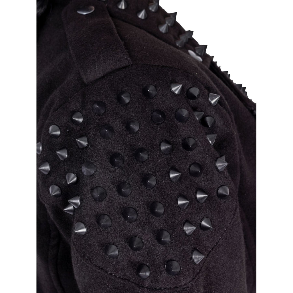 Vixxsin Adonia Coat Black Studded Gothic Belted Jacket Alternative Punk Grunge Coat - Rockinredfox