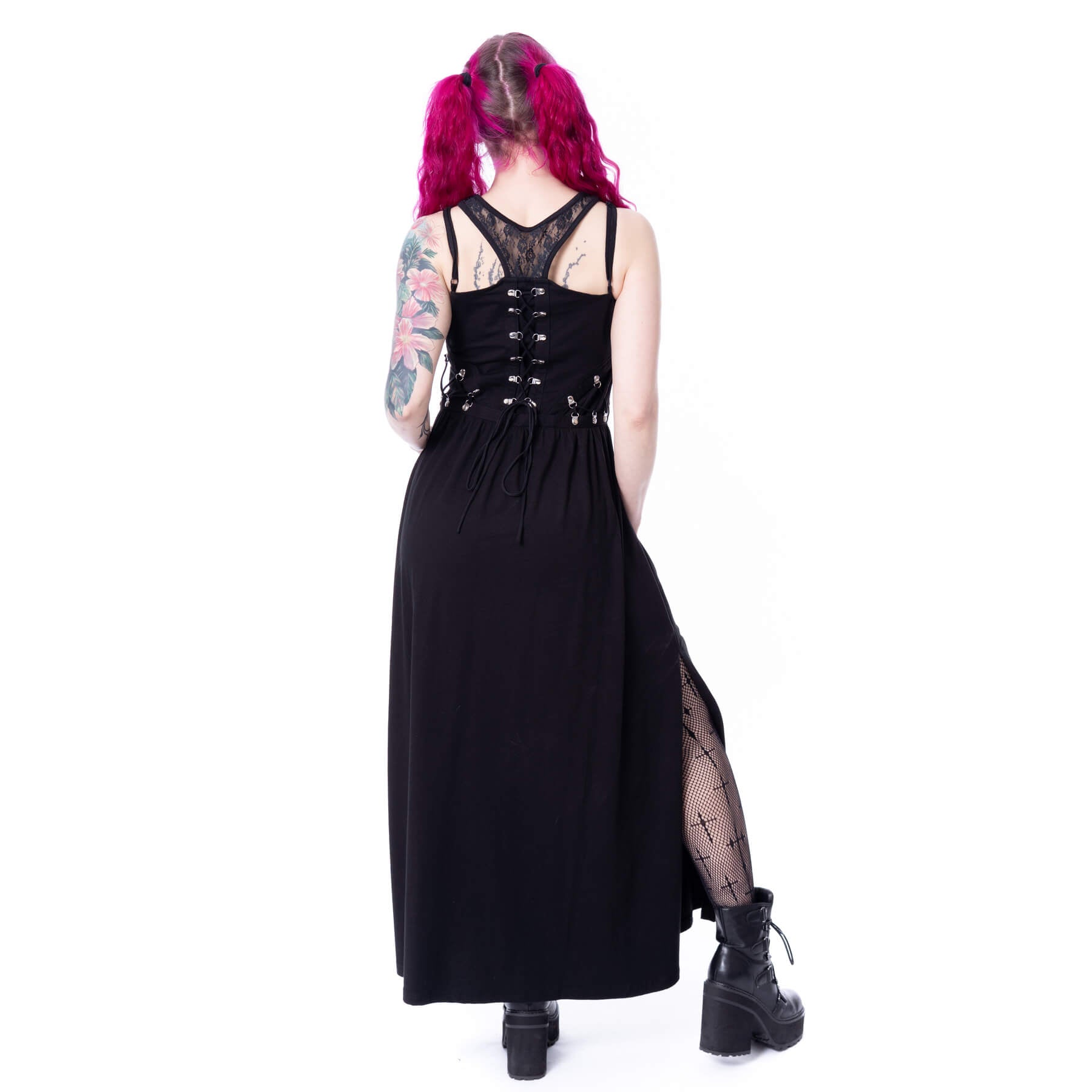 Vixxsin Elionway Maxi Dress – Black Gothic Lace - Up Corset Maxi Dress - Rockinredfox