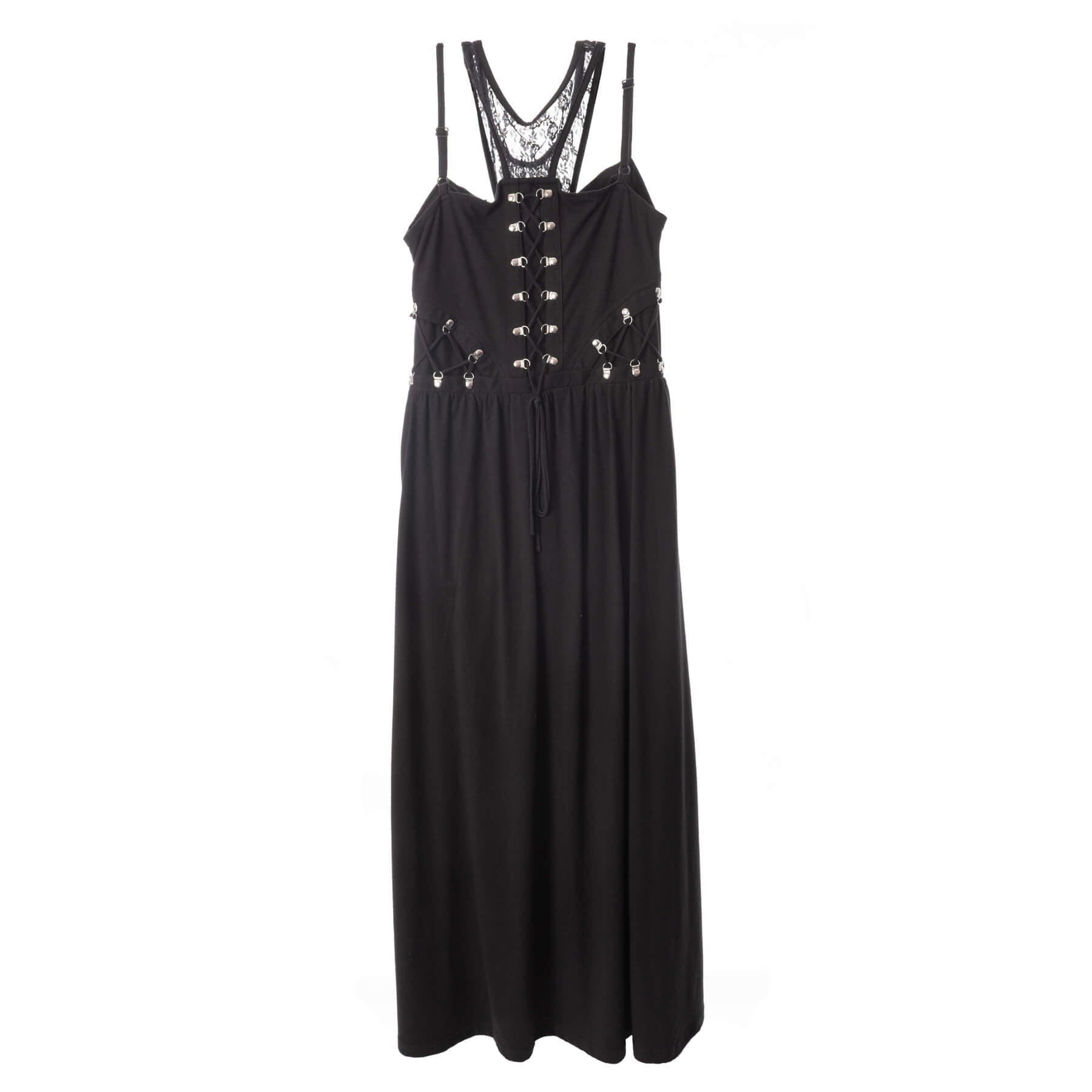 Vixxsin Elionway Maxi Dress – Black Gothic Lace - Up Corset Maxi Dress - Rockinredfox