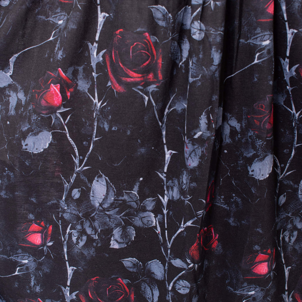 Vixxsin Graveyard Bloom Dress Black Gothic Rose Print Maxi Dress Alternative Dark Floral - Rockinredfox