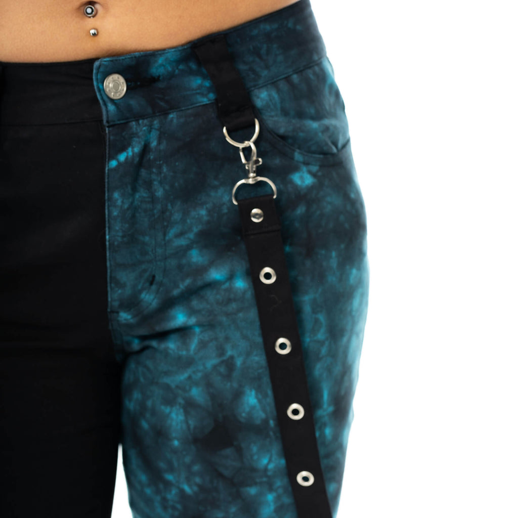 Vixxsin Kaori Pants Black Blue Tie Dye Gothic Alternative Strap Trousers Punk Grunge - Rockinredfox