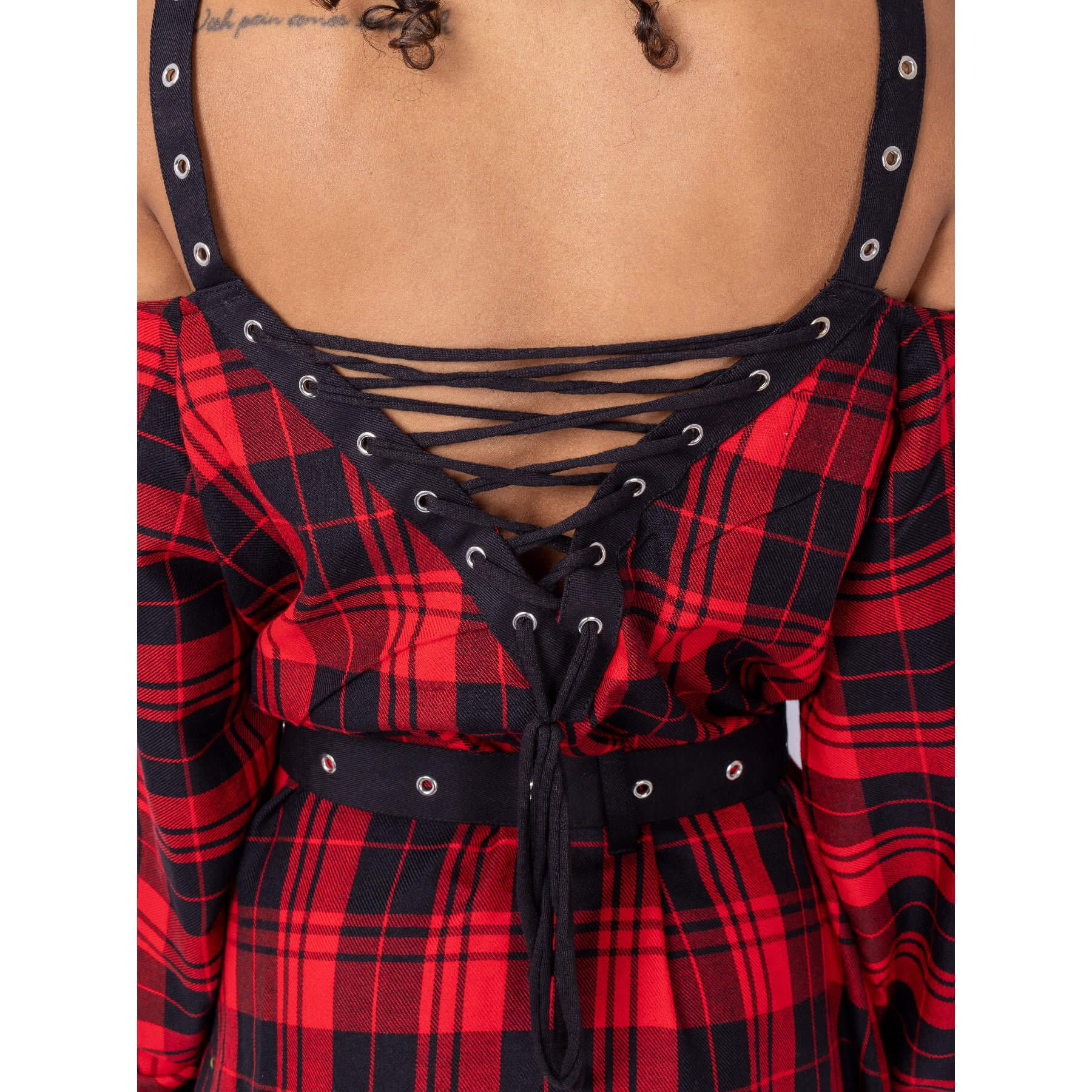 Vixxsin Labyrinth Dress Red Tartan Gothic Punk Off Shoulder Strap Dress Alternative - Rockinredfox