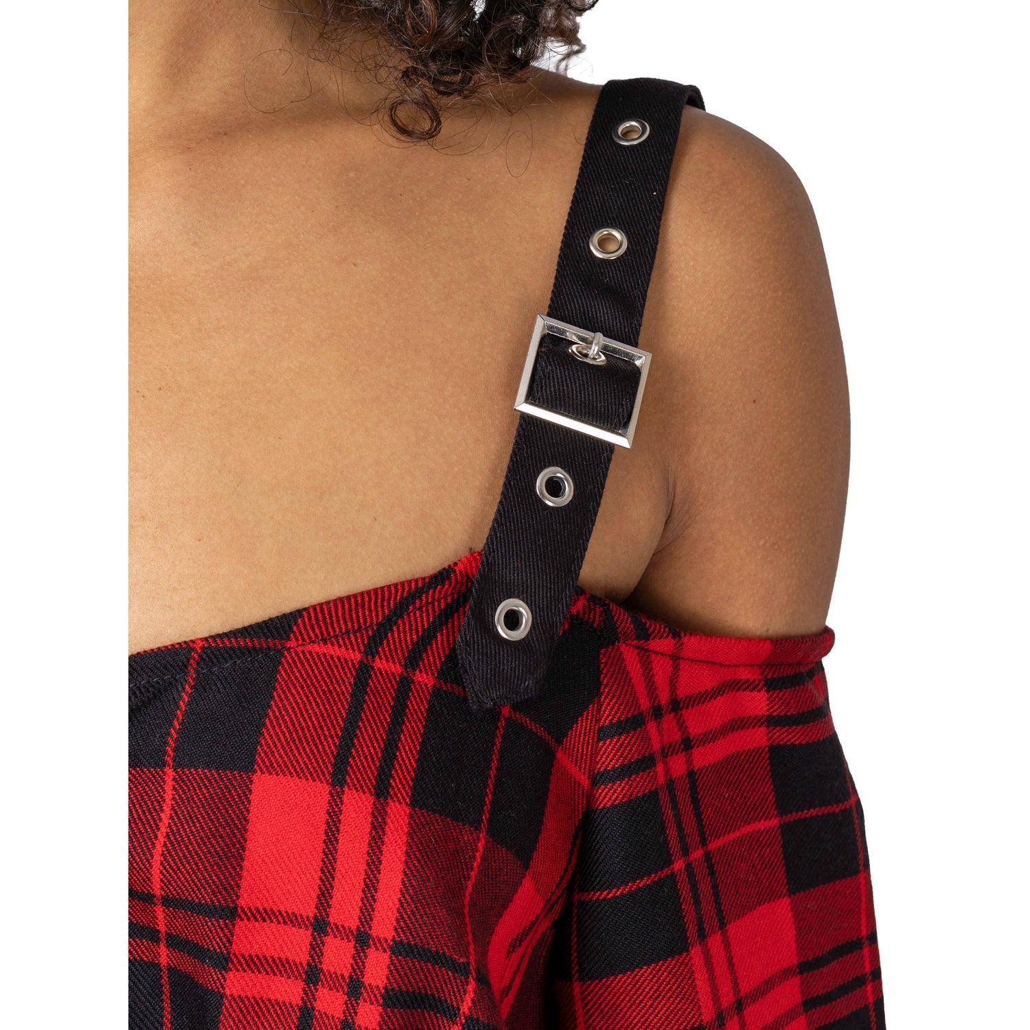 Vixxsin Labyrinth Dress Red Tartan Gothic Punk Off Shoulder Strap Dress Alternative - Rockinredfox