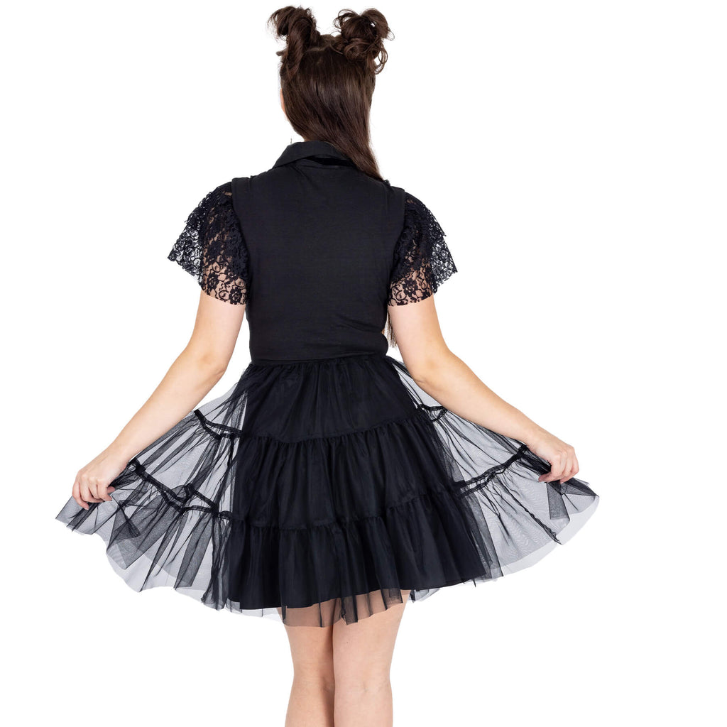 Vixxsin Nevermore Dress – Black Gothic Lace Collar Dress | Alternative Wednesday Style Dress - Rockinredfox