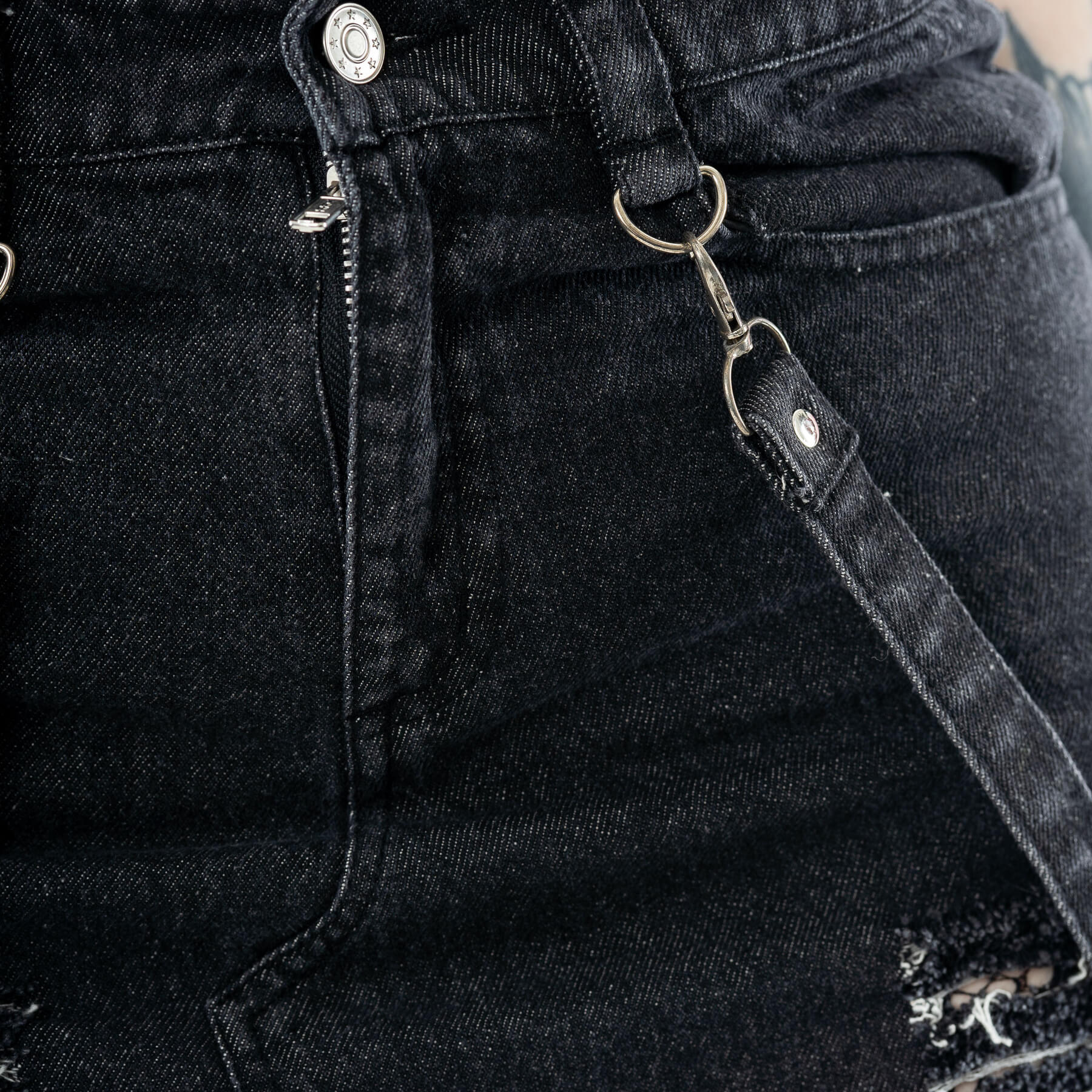 Vixxsin Runa Skirt Black Stonewash Distressed Denim Maxi Skirt - Rockinredfox