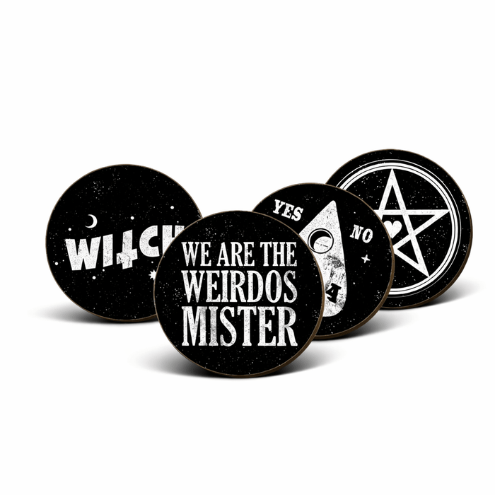 We Are The Weirdos Mister Coaster Set – 4 Piece Gothic Cork Backed Set - Rockinredfox