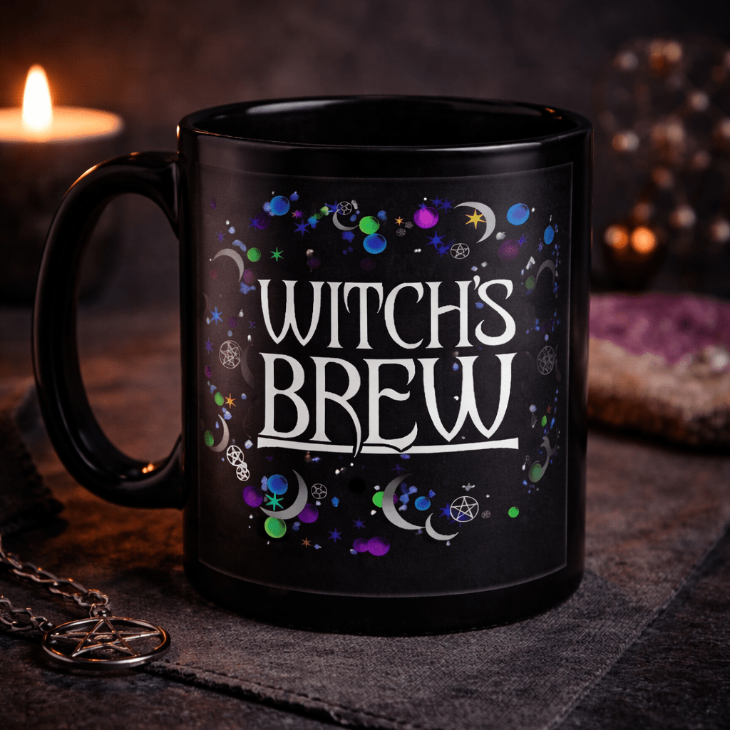 Witch’s Brew Mug Gothic Black Coffee Cup Witchy Ceramic Gift - Rockinredfox